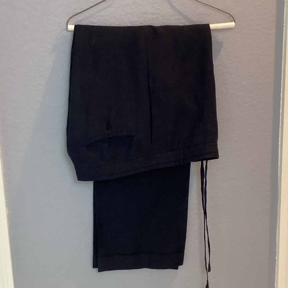 Elegant Ralph Lauren Purple Label Black Linen Trousers